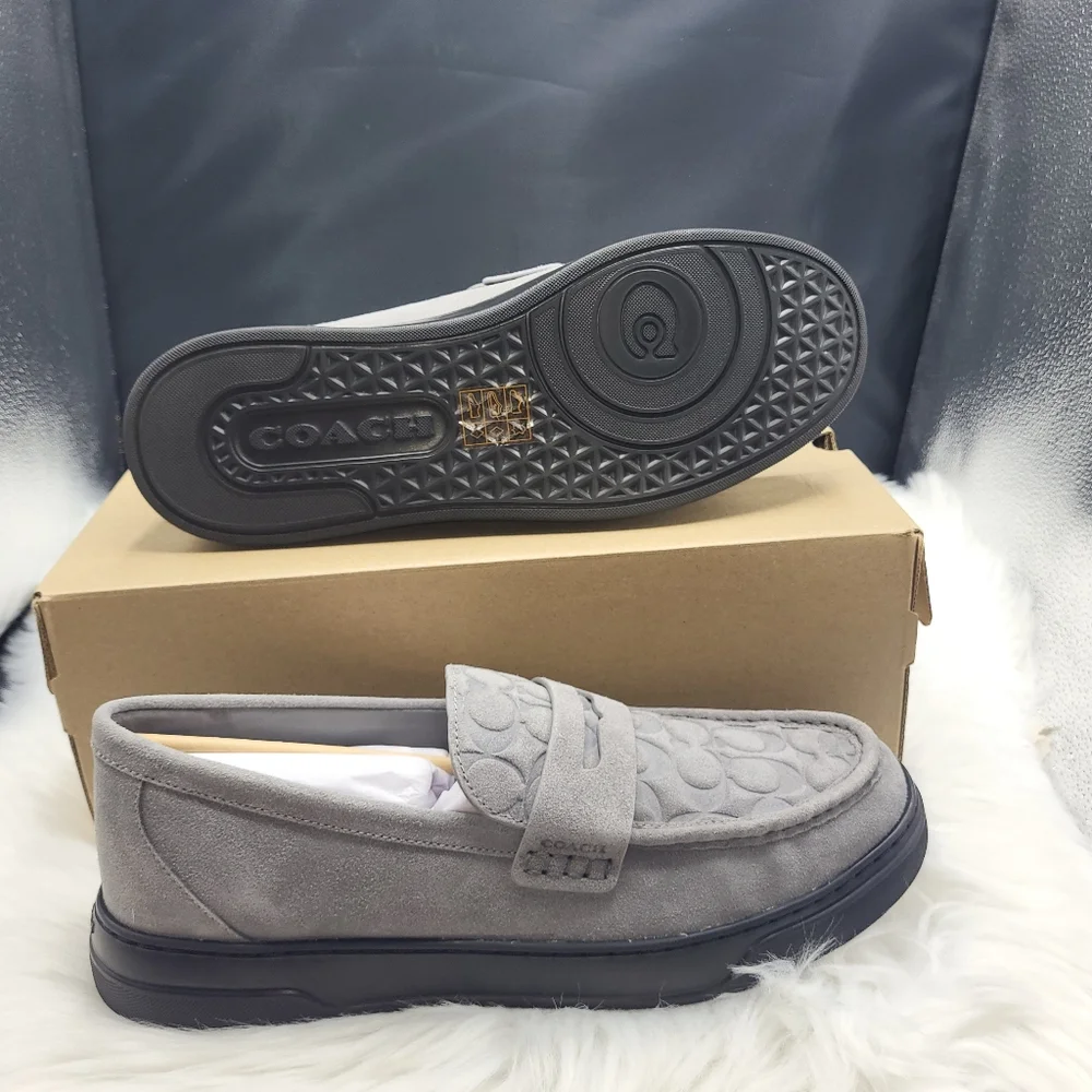 Coach Men's Gray Suede Loafers - Picture 2 of 9